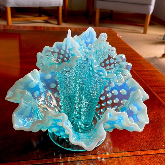 Fenton Other - 🎉🎉🎉HPX2 🎉🎉🎉 Fenton Blue Opalescent Epergne Mini 3 horn